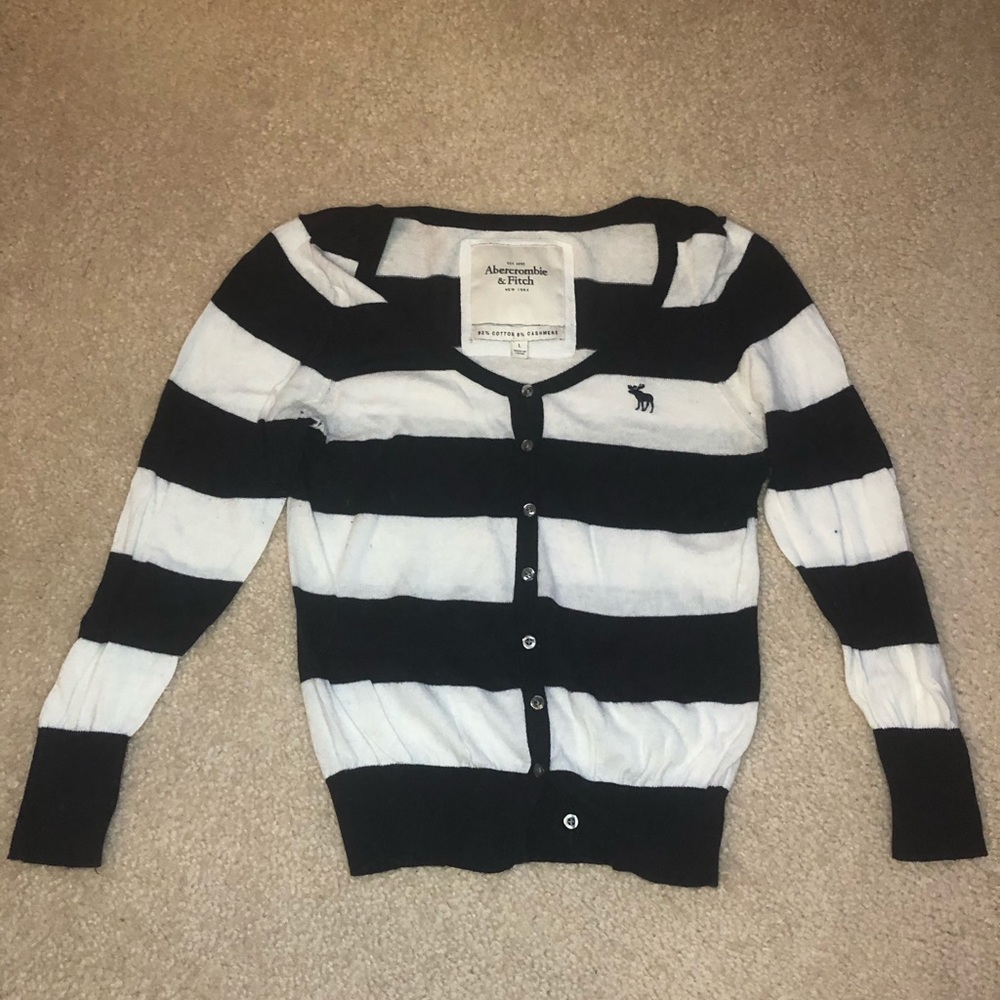 Navy/White Striped Cardigan